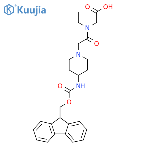 2-{N-ethyl-2-4-({(9H-fluoren-9-yl)methoxycarbonyl}amino)piperidin-1-ylacetamido}acetic acid structure