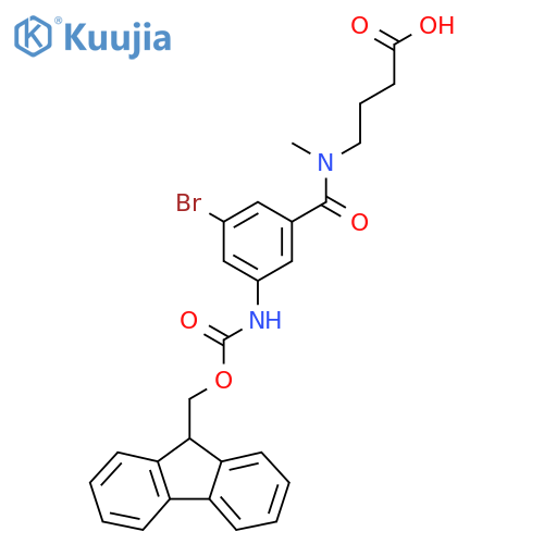 4-{1-3-bromo-5-({(9H-fluoren-9-yl)methoxycarbonyl}amino)phenyl-N-methylformamido}butanoic acid structure