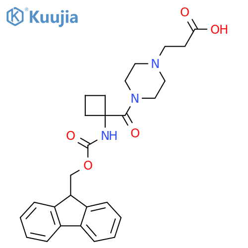 3-{4-1-({(9H-fluoren-9-yl)methoxycarbonyl}amino)cyclobutanecarbonylpiperazin-1-yl}propanoic acid structure