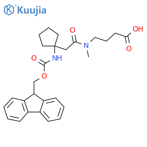 4-{2-1-({(9H-fluoren-9-yl)methoxycarbonyl}amino)cyclopentyl-N-methylacetamido}butanoic acid structure