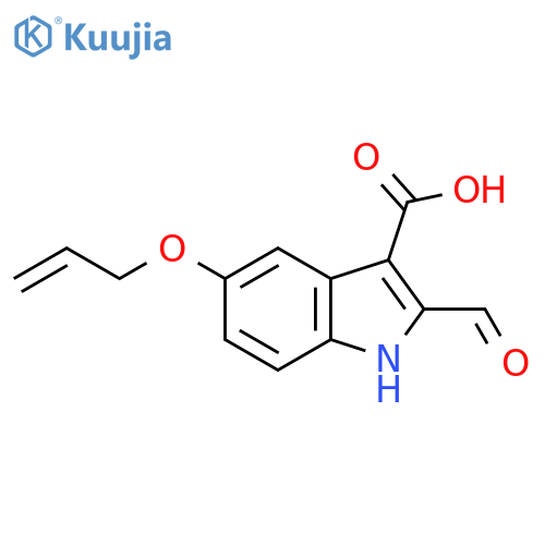 2-formyl-5-(prop-2-en-1-yloxy)-1H-indole-3-carboxylic acid structure