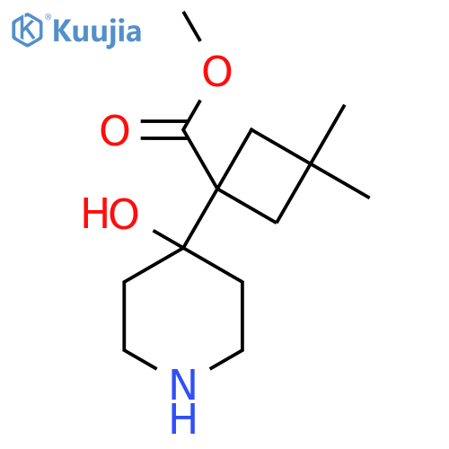 methyl 1-(4-hydroxypiperidin-4-yl)-3,3-dimethylcyclobutane-1-carboxylate structure
