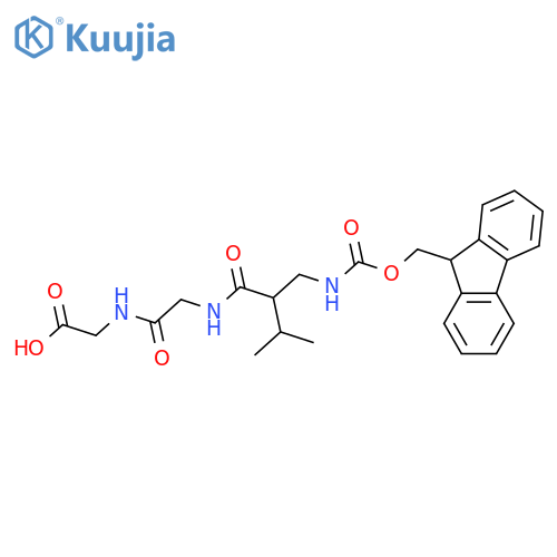 2-(2-{2-({(9H-fluoren-9-yl)methoxycarbonyl}amino)methyl-3-methylbutanamido}acetamido)acetic acid structure