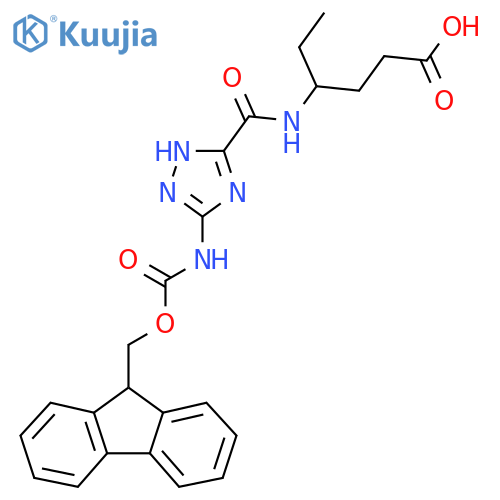 4-{5-({(9H-fluoren-9-yl)methoxycarbonyl}amino)-1H-1,2,4-triazol-3-ylformamido}hexanoic acid structure