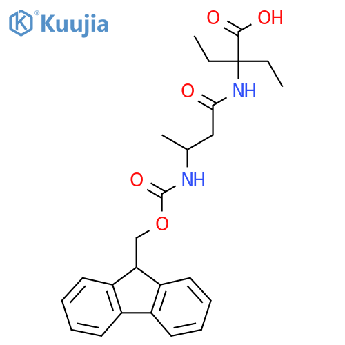 2-ethyl-2-3-({(9H-fluoren-9-yl)methoxycarbonyl}amino)butanamidobutanoic acid structure