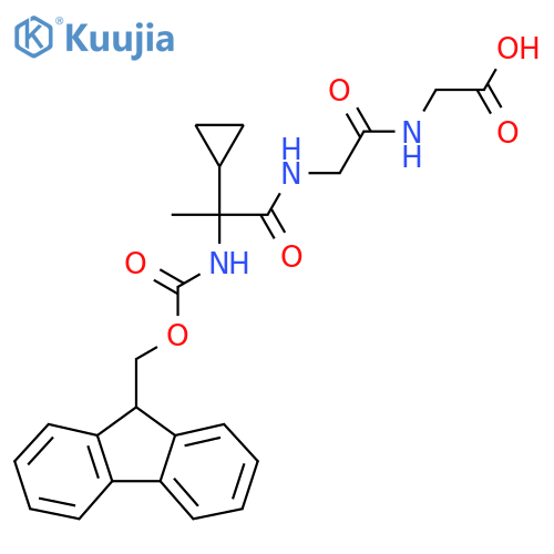 2-{2-2-cyclopropyl-2-({(9H-fluoren-9-yl)methoxycarbonyl}amino)propanamidoacetamido}acetic acid structure
