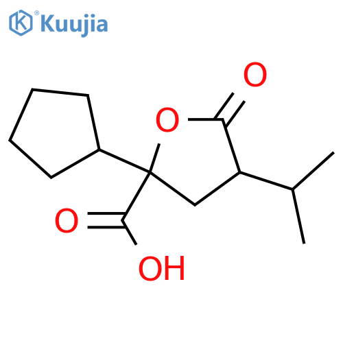 2-cyclopentyl-5-oxo-4-(propan-2-yl)oxolane-2-carboxylic acid structure