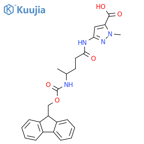 3-4-({(9H-fluoren-9-yl)methoxycarbonyl}amino)pentanamido-1-methyl-1H-pyrazole-5-carboxylic acid structure