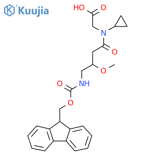 2-N-cyclopropyl-4-({(9H-fluoren-9-yl)methoxycarbonyl}amino)-3-methoxybutanamidoacetic acid structure