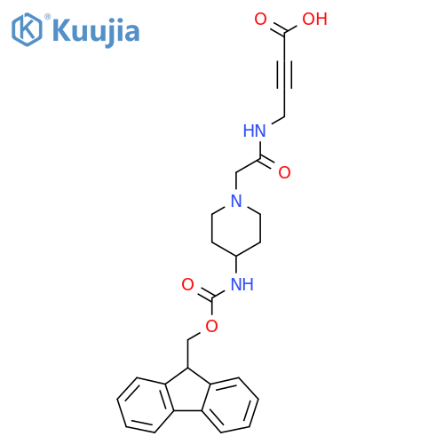 4-{2-4-({(9H-fluoren-9-yl)methoxycarbonyl}amino)piperidin-1-ylacetamido}but-2-ynoic acid structure