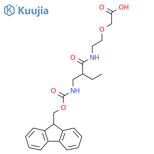2-(2-{2-({(9H-fluoren-9-yl)methoxycarbonyl}amino)methylbutanamido}ethoxy)acetic acid structure