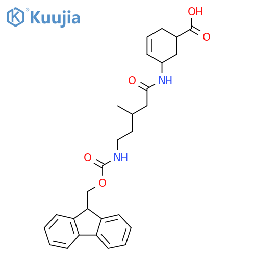 5-5-({(9H-fluoren-9-yl)methoxycarbonyl}amino)-3-methylpentanamidocyclohex-3-ene-1-carboxylic acid structure