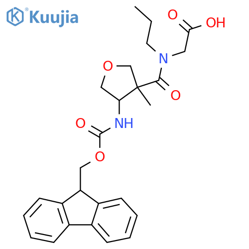 2-{1-4-({(9H-fluoren-9-yl)methoxycarbonyl}amino)-3-methyloxolan-3-yl-N-propylformamido}acetic acid structure