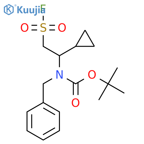 tert-butyl N-benzyl-N-1-cyclopropyl-2-(fluorosulfonyl)ethylcarbamate structure