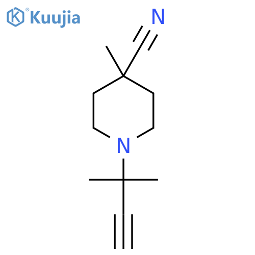 4-methyl-1-(2-methylbut-3-yn-2-yl)piperidine-4-carbonitrile structure