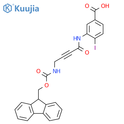 3-4-({(9H-fluoren-9-yl)methoxycarbonyl}amino)but-2-ynamido-4-iodobenzoic acid structure