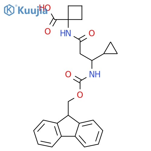 1-3-cyclopropyl-3-({(9H-fluoren-9-yl)methoxycarbonyl}amino)propanamidocyclobutane-1-carboxylic acid structure