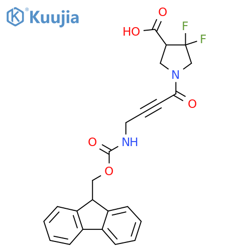 1-4-({(9H-fluoren-9-yl)methoxycarbonyl}amino)but-2-ynoyl-4,4-difluoropyrrolidine-3-carboxylic acid structure