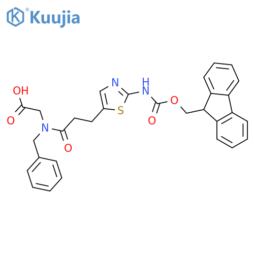 2-{N-benzyl-3-2-({(9H-fluoren-9-yl)methoxycarbonyl}amino)-1,3-thiazol-5-ylpropanamido}acetic acid structure