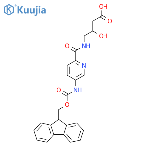 4-{5-({(9H-fluoren-9-yl)methoxycarbonyl}amino)pyridin-2-ylformamido}-3-hydroxybutanoic acid structure