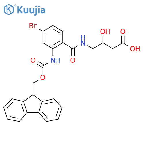 4-{4-bromo-2-({(9H-fluoren-9-yl)methoxycarbonyl}amino)phenylformamido}-3-hydroxybutanoic acid structure