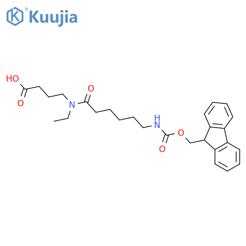 4-N-ethyl-6-({(9H-fluoren-9-yl)methoxycarbonyl}amino)hexanamidobutanoic acid structure