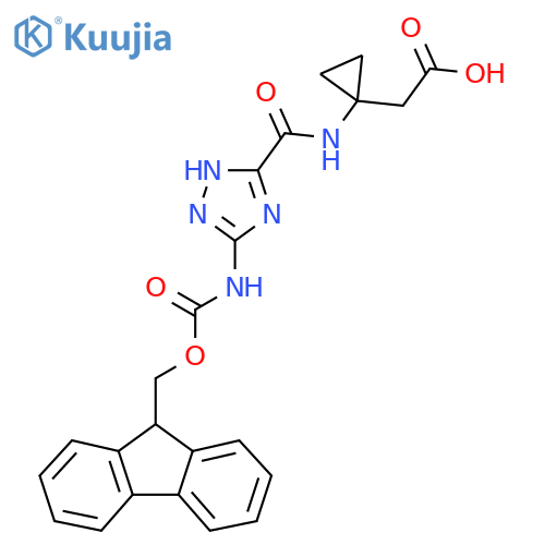 2-{1-5-({(9H-fluoren-9-yl)methoxycarbonyl}amino)-1H-1,2,4-triazole-3-amidocyclopropyl}acetic acid structure