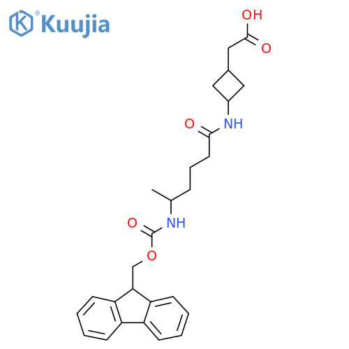 2-{3-5-({(9H-fluoren-9-yl)methoxycarbonyl}amino)hexanamidocyclobutyl}acetic acid structure