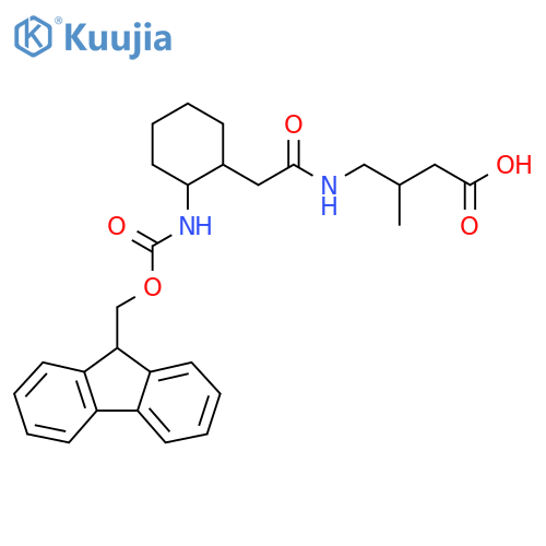 4-{2-2-({(9H-fluoren-9-yl)methoxycarbonyl}amino)cyclohexylacetamido}-3-methylbutanoic acid structure