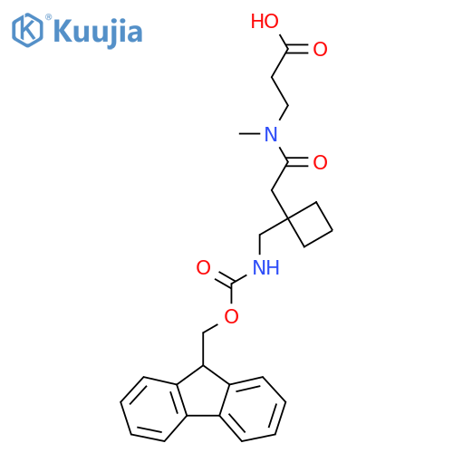 3-(2-{1-({(9H-fluoren-9-yl)methoxycarbonyl}amino)methylcyclobutyl}-N-methylacetamido)propanoic acid structure