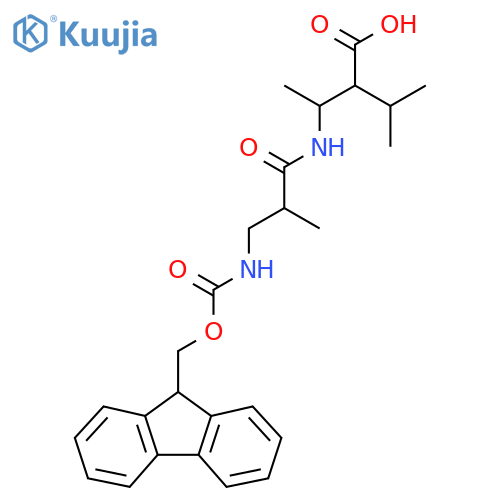 3-3-({(9H-fluoren-9-yl)methoxycarbonyl}amino)-2-methylpropanamido-2-(propan-2-yl)butanoic acid structure