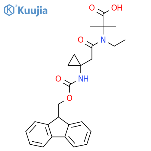 2-{N-ethyl-2-1-({(9H-fluoren-9-yl)methoxycarbonyl}amino)cyclopropylacetamido}-2-methylpropanoic acid structure