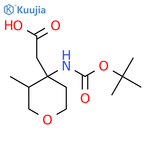 2-(4-{(tert-butoxy)carbonylamino}-3-methyloxan-4-yl)acetic acid structure