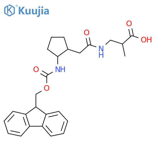 3-{2-2-({(9H-fluoren-9-yl)methoxycarbonyl}amino)cyclopentylacetamido}-2-methylpropanoic acid structure