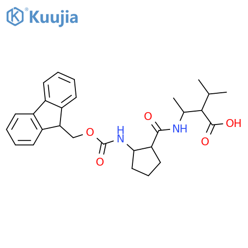 3-{2-({(9H-fluoren-9-yl)methoxycarbonyl}amino)cyclopentylformamido}-2-(propan-2-yl)butanoic acid structure