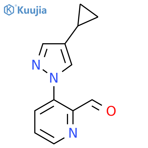 3-(4-cyclopropyl-1H-pyrazol-1-yl)pyridine-2-carbaldehyde structure