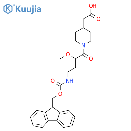 2-{1-4-({(9H-fluoren-9-yl)methoxycarbonyl}amino)-2-methoxybutanoylpiperidin-4-yl}acetic acid structure