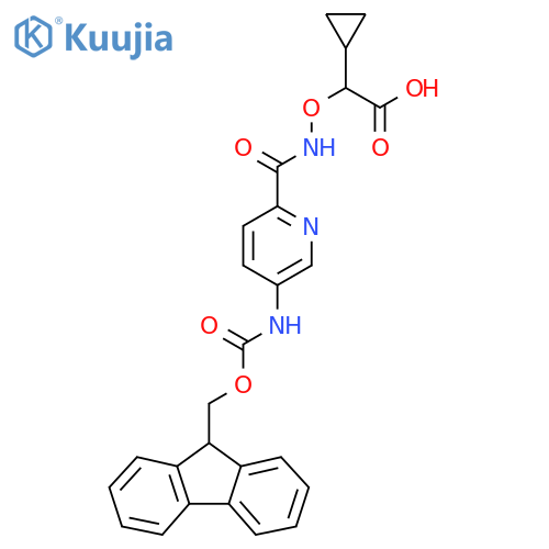 2-cyclopropyl-2-({5-({(9H-fluoren-9-yl)methoxycarbonyl}amino)pyridin-2-ylformamido}oxy)acetic acid structure