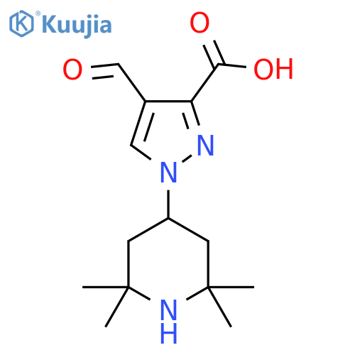 4-formyl-1-(2,2,6,6-tetramethylpiperidin-4-yl)-1H-pyrazole-3-carboxylic acid structure
