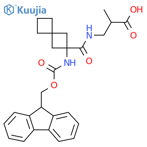 3-{2-({(9H-fluoren-9-yl)methoxycarbonyl}amino)spiro3.3heptan-2-ylformamido}-2-methylpropanoic acid structure