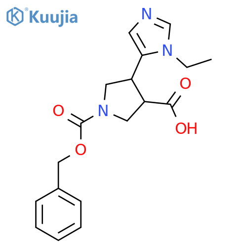 1-(benzyloxy)carbonyl-4-(1-ethyl-1H-imidazol-5-yl)pyrrolidine-3-carboxylic acid structure
