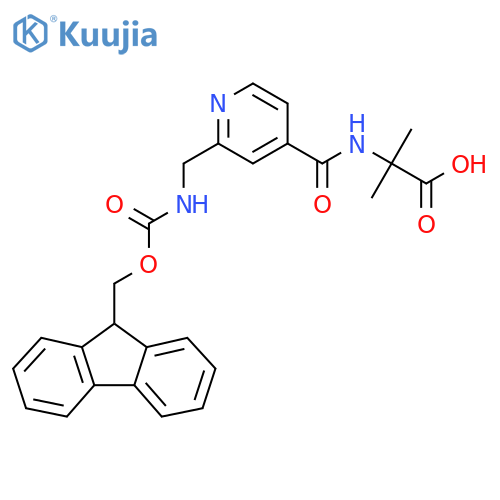 2-({2-({(9H-fluoren-9-yl)methoxycarbonyl}amino)methylpyridin-4-yl}formamido)-2-methylpropanoic acid structure