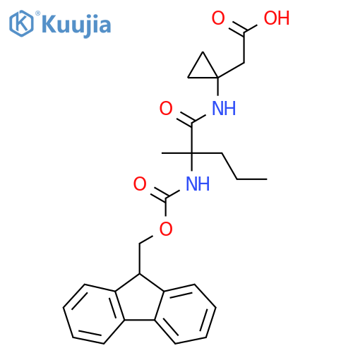 2-{1-2-({(9H-fluoren-9-yl)methoxycarbonyl}amino)-2-methylpentanamidocyclopropyl}acetic acid structure