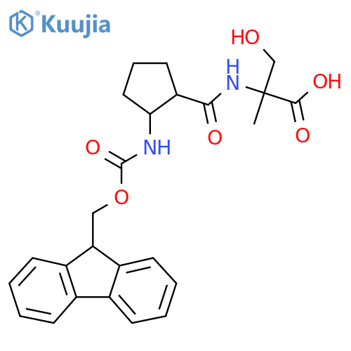 2-{2-({(9H-fluoren-9-yl)methoxycarbonyl}amino)cyclopentylformamido}-3-hydroxy-2-methylpropanoic acid structure