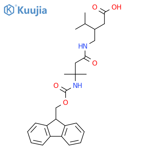 3-{3-({(9H-fluoren-9-yl)methoxycarbonyl}amino)-3-methylbutanamidomethyl}-4-methylpentanoic acid structure