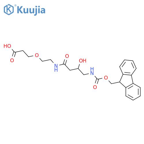 3-{2-4-({(9H-fluoren-9-yl)methoxycarbonyl}amino)-3-hydroxybutanamidoethoxy}propanoic acid structure
