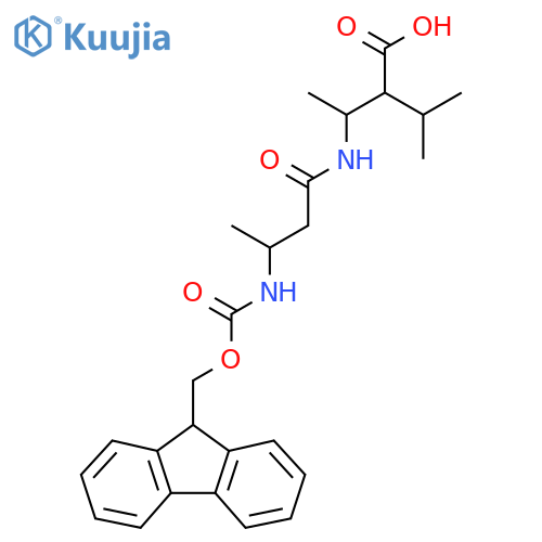 3-3-({(9H-fluoren-9-yl)methoxycarbonyl}amino)butanamido-2-(propan-2-yl)butanoic acid structure