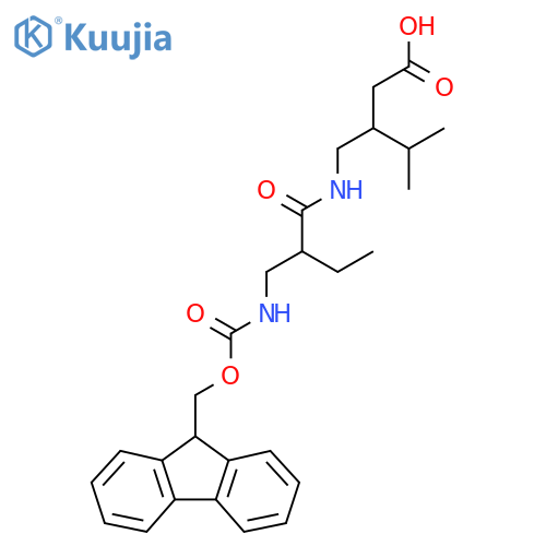 3-({2-({(9H-fluoren-9-yl)methoxycarbonyl}amino)methylbutanamido}methyl)-4-methylpentanoic acid structure
