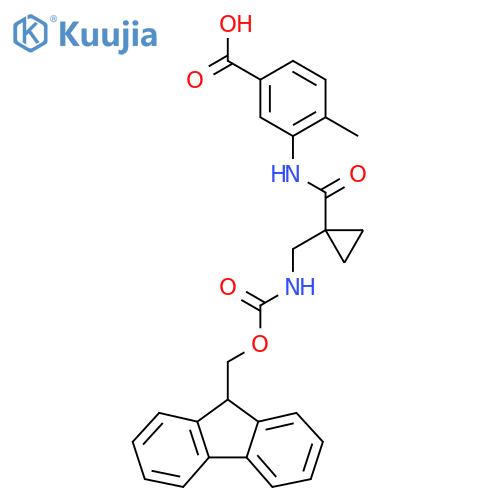 3-{1-({(9H-fluoren-9-yl)methoxycarbonyl}amino)methylcyclopropaneamido}-4-methylbenzoic acid structure