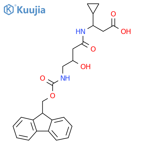 3-cyclopropyl-3-4-({(9H-fluoren-9-yl)methoxycarbonyl}amino)-3-hydroxybutanamidopropanoic acid structure